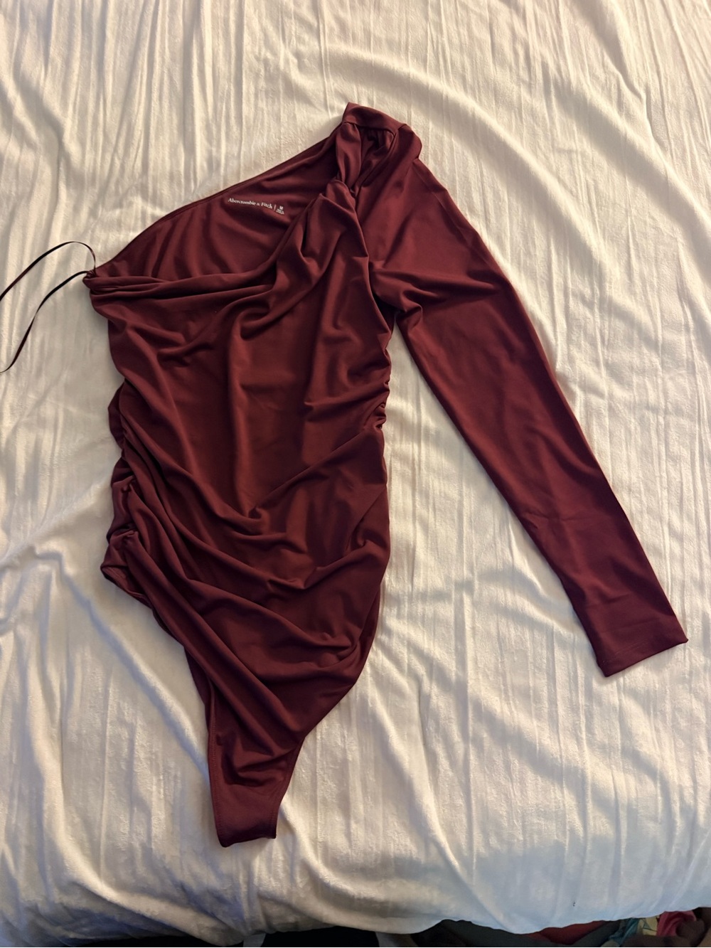 Abercrombie & Fitch Wine Red One-Shoulder Bodysuit